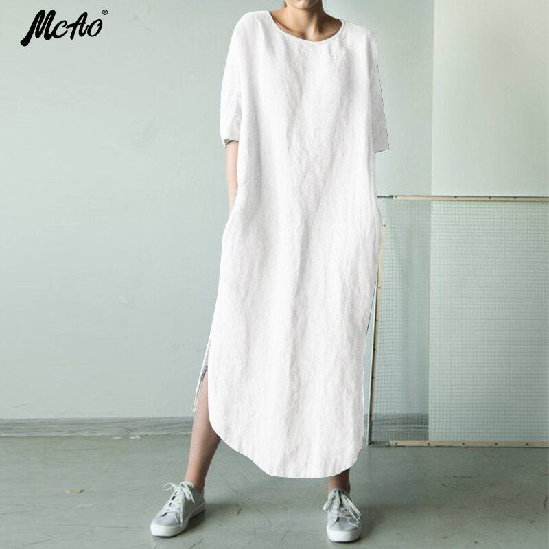 𝒩𝒯𝒢 ღ𝓃𝓁𝒾𝓃𝑒 Linen Solid  Maxi Dress