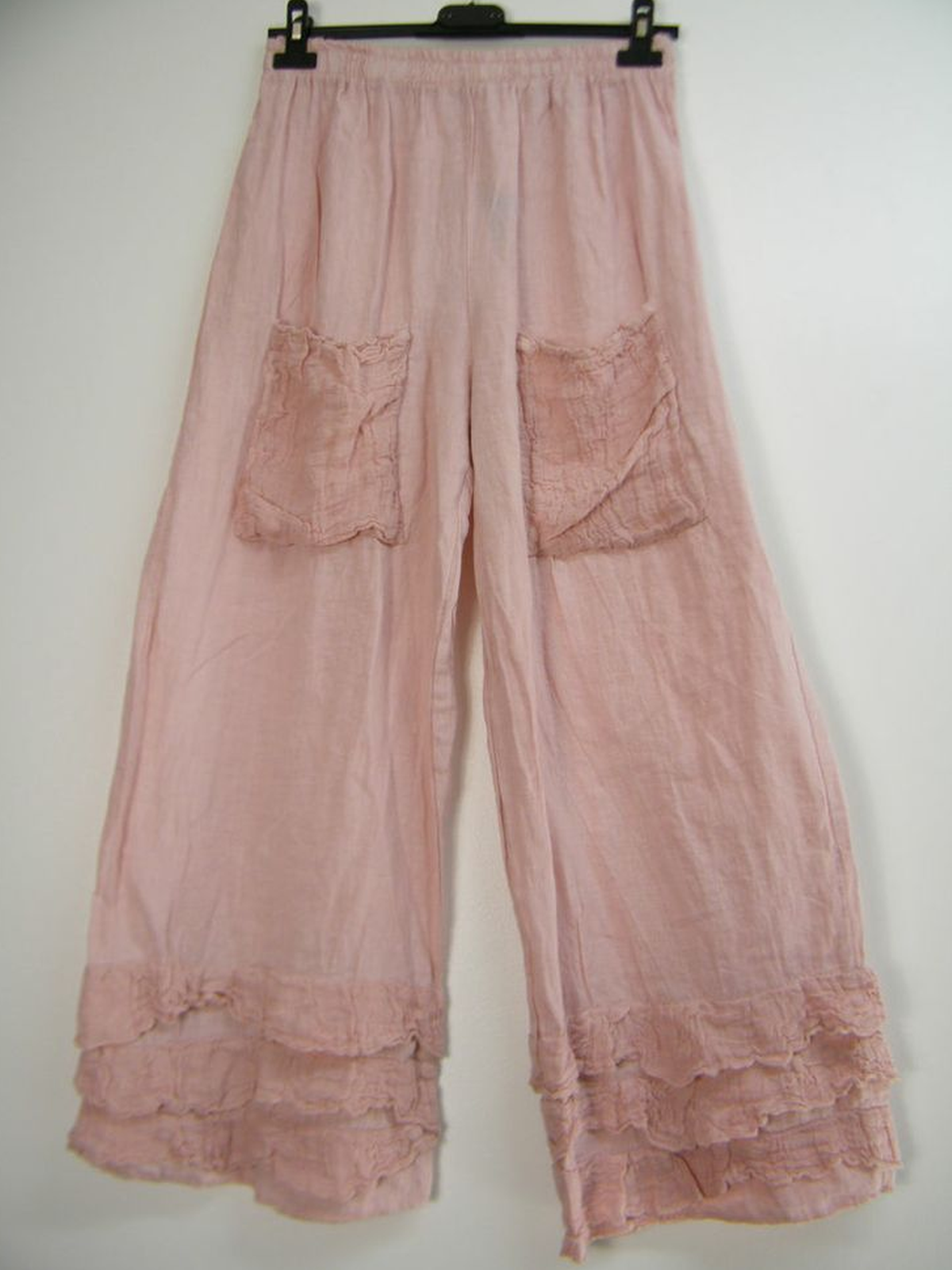 mysite As Picture 1 / S Womens Solid Color Ruffled Hem Linen Pants With Pockets