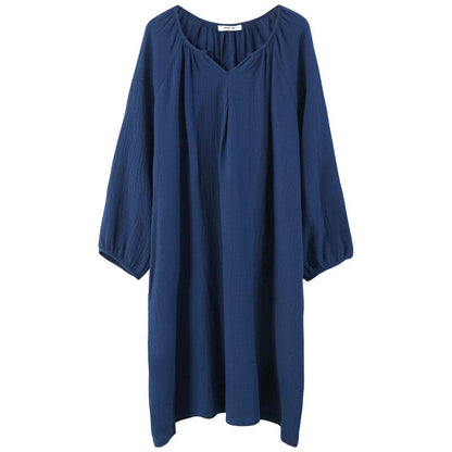  NTG 2022 One Size / Black Linen  V-Neck Dress