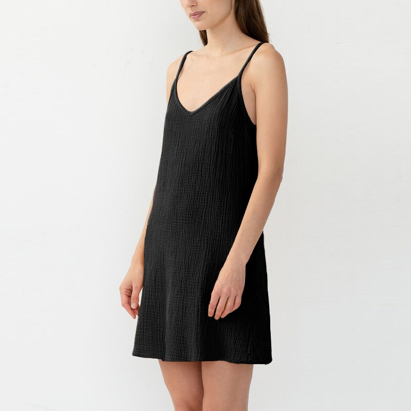  NTG 2022 S / Black Cotton Strap Summer  Dress