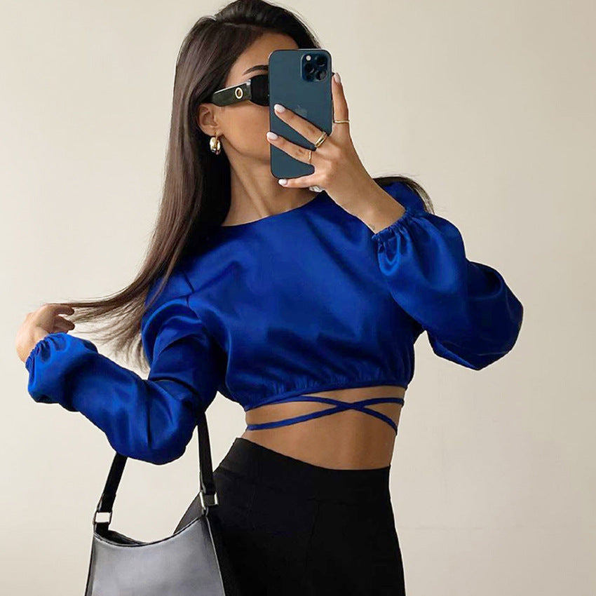  NTG 2022 S / Blue Backless Sexy Top