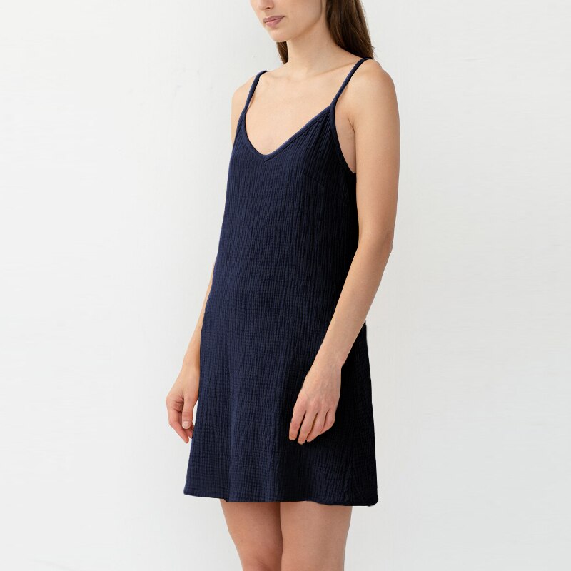  NTG 2022 S / Dark Blue Cotton Strap Summer  Dress