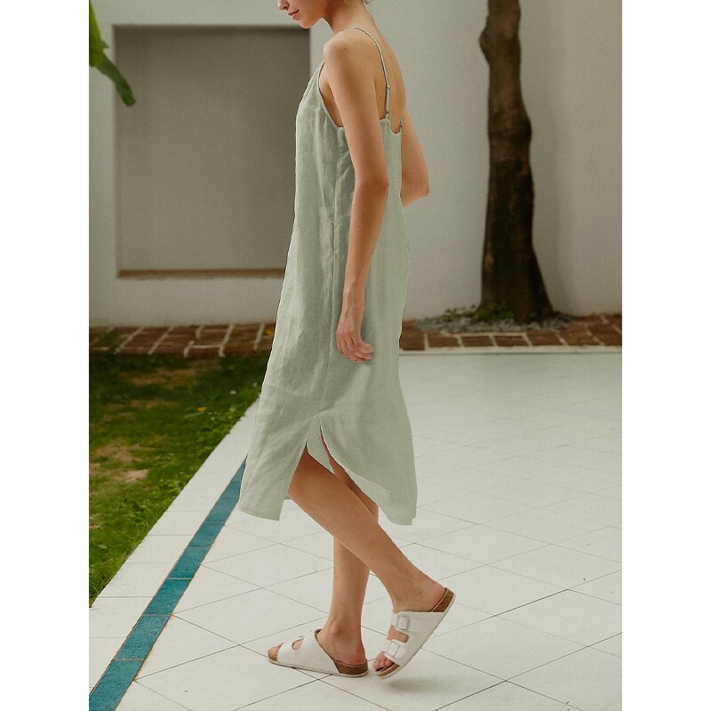  NTG 2022 S / Green Linen Elegant Women Dress