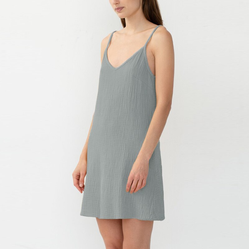  NTG 2022 S / Grey Cotton Strap Summer  Dress