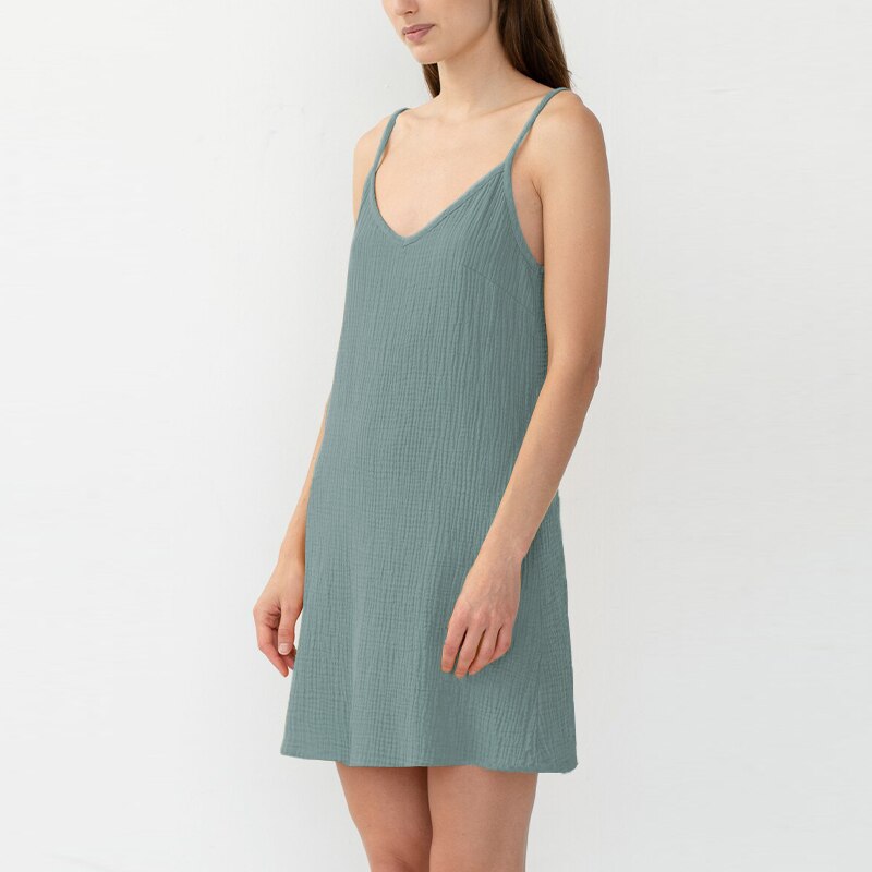  NTG 2022 S / Light Green Cotton Strap Summer  Dress