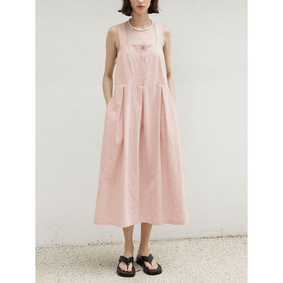  NTG 2022 S / Pink Linen Solid Square Dress