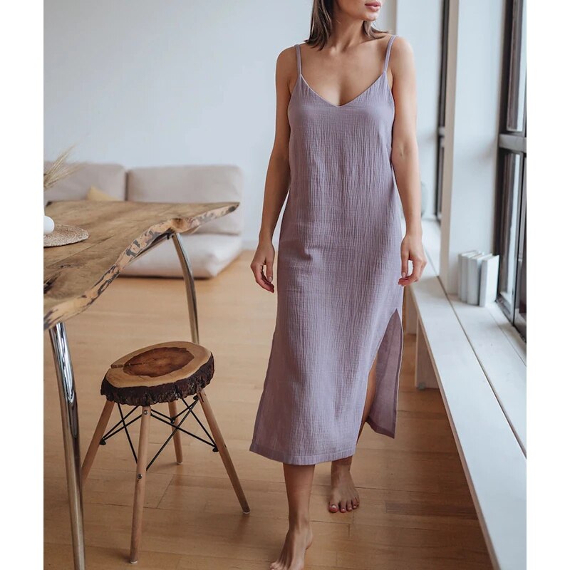  NTG 2022 S / Purple Cotton Sexy Sleeveless Dress