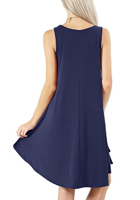  NTG 2022 Solid O-Neck Sleeveless Basic Pockets Dress