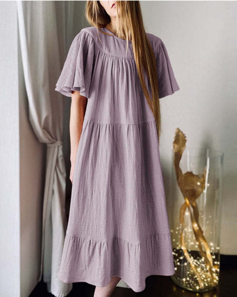 NTG Fad 100% COTTON MUSLIN WOMEN'S DRESS CASUAL RETRO RUFFLES SUNDRESS HOLIDAY