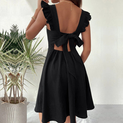 NTG Fad 100% Cotton Vintage Petal Sleeve Back Bandage Chic Elegant Party Dress