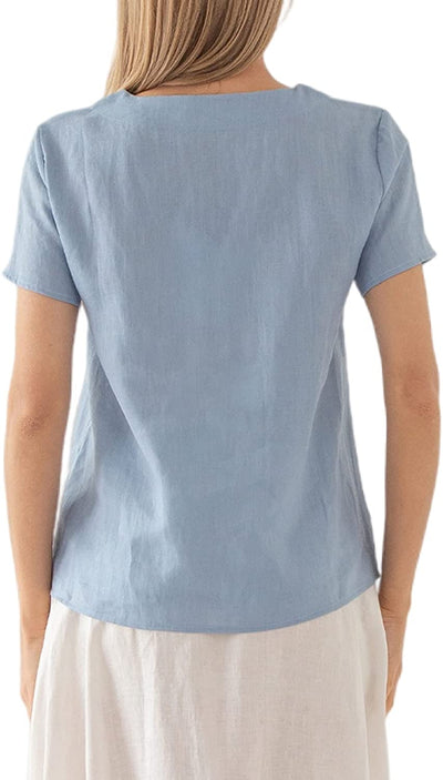 NTG Fad 100% Linen Blouse Short Sleeve Shirt