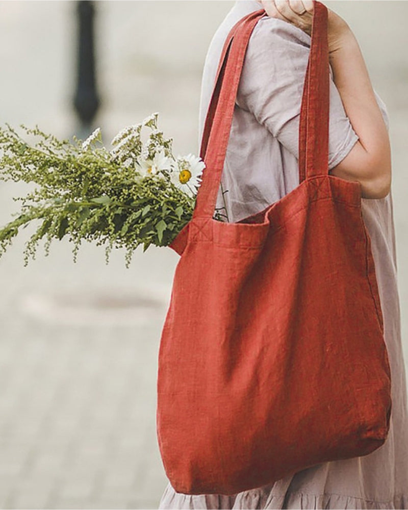 NTG Fad 42cmx42cm / Red COTTON LINEN SHOPPING BAGS