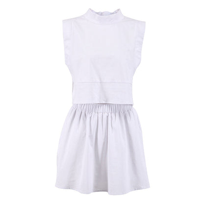 NTG Fad A Set Simple Cotton and Linen Vest Skirt Casual Commuter Suit