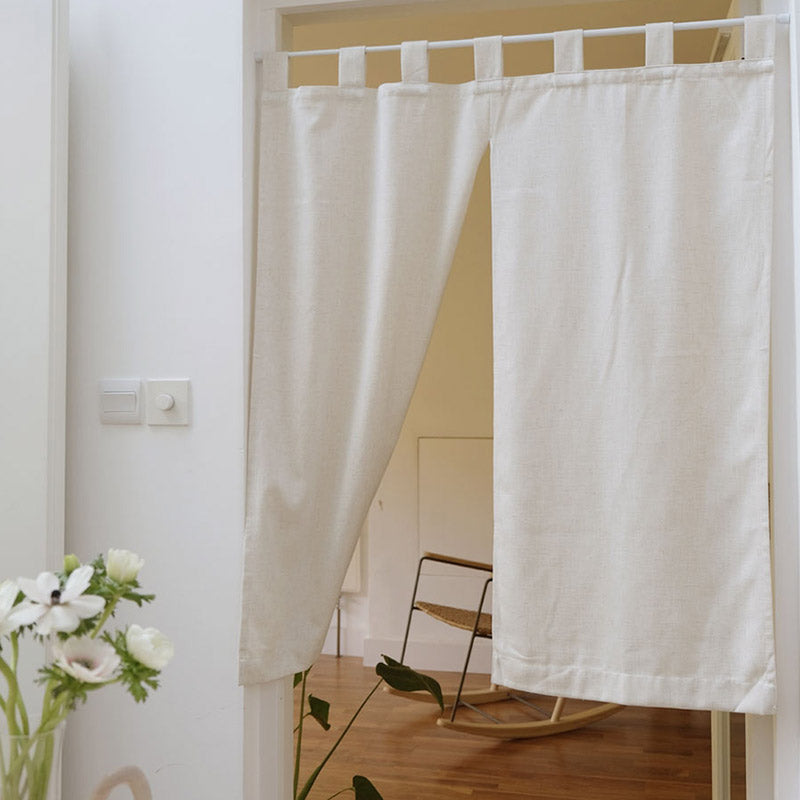 NTG Fad Beige / W85xH120cm Japanese Curtain Noren Light Filtering for Door Entrance Bathroom Short Small Cafe Decor Basement French Windows Curtains TJ6831