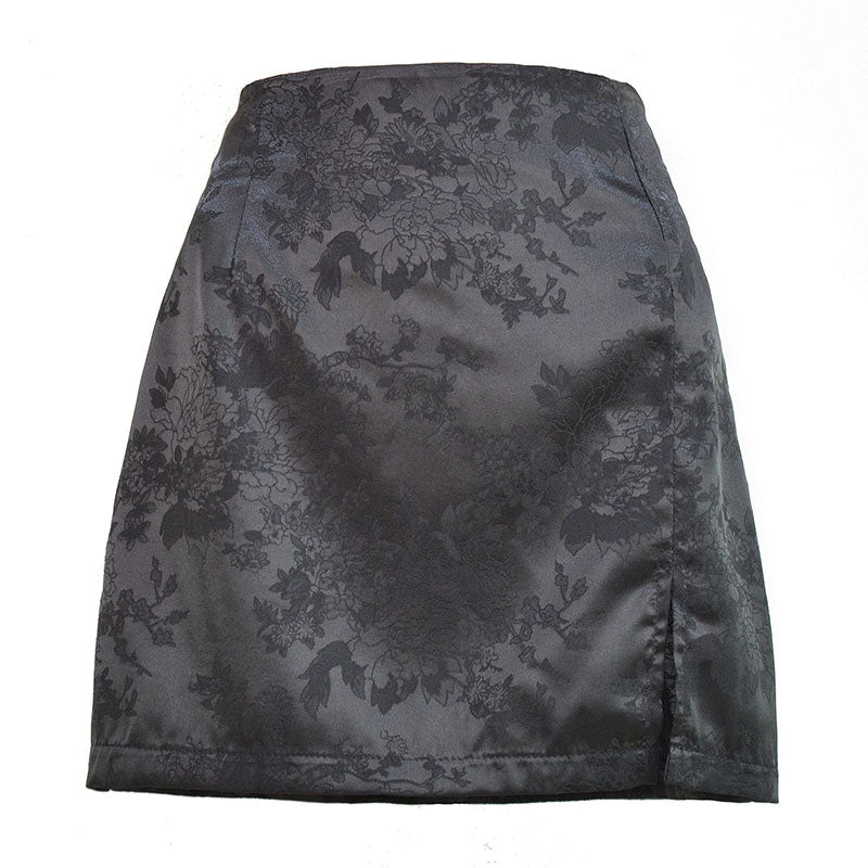 NTG Fad black / S Women Satin Sexy High Waist Mini Skirt Vintage Zipper Pencil Skirt