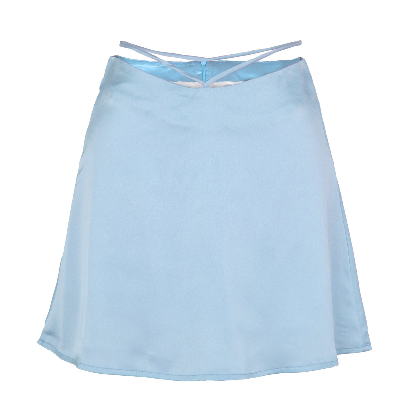 NTG Fad Blue / S New Solid Color Sexy Satin Skirt Fashion Lace Up Zipper High Wait Streetwear Casual Skirts
