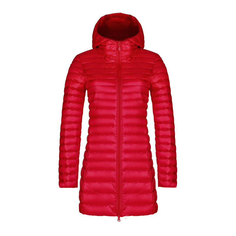 NTG Fad Bright red / M Duck Down Parka Warm Feather Jacket Light Quilted Hooded Coats