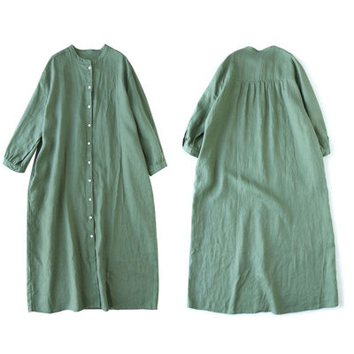 NTG Fad Casual Women's Shirt Loose Solid Color Medium Long Blouses Cotton Linen