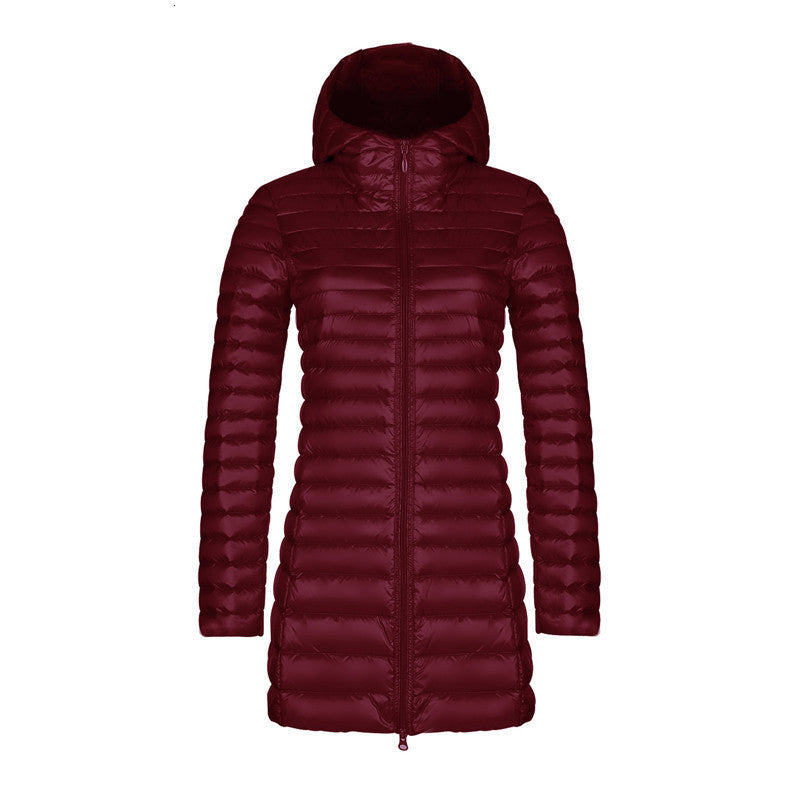 NTG Fad claret-red / M Duck Down Parka Warm Feather Jacket Light Quilted Hooded Coats