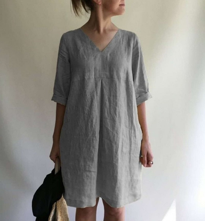 NTG Fad Cotton Linen Sexy Dress