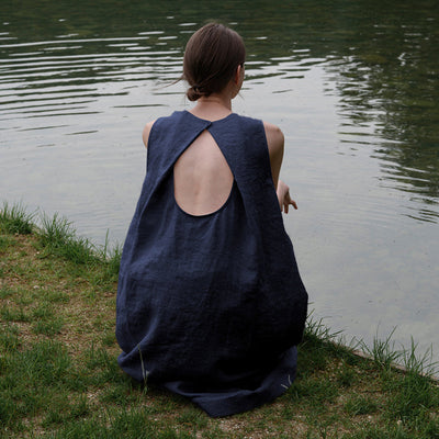 NTG Fad Cotton Linen Sleeveless Vest Women's Summer Linen Dress