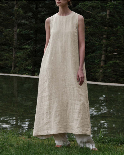 NTG Fad Cotton Linen Sleeveless Vest Women's Summer Linen Dress