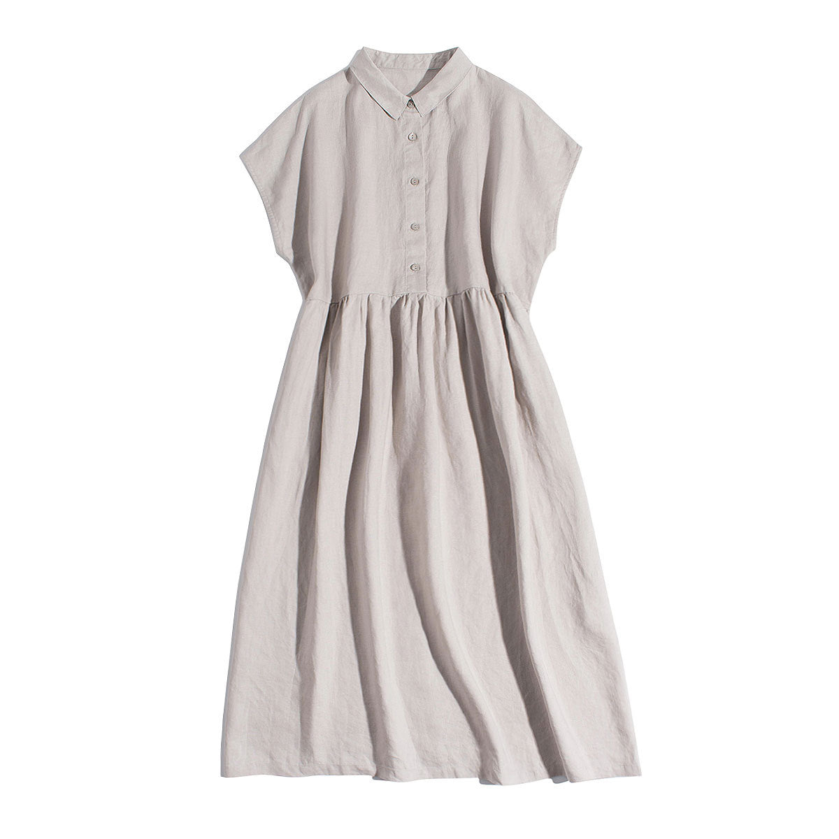 NTG Fad Cotton Linen Summer Casual Turn-Down Collar Button Up Shirt Dress