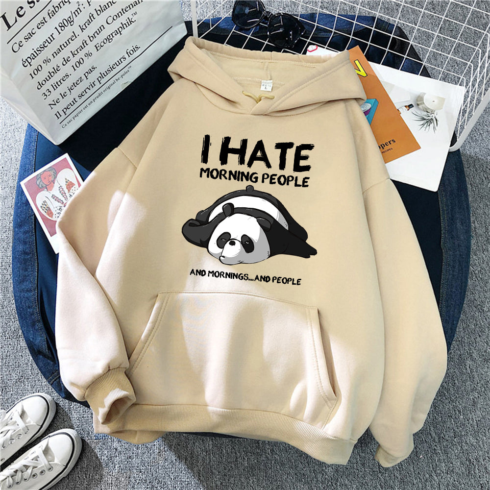 NTG Fad Cute Panda Sleeps Print 2020 New  Women'S Sweatshirt Warm Vintage Pullover For Woman Fashion Korean Round Neck Hoodie Female
