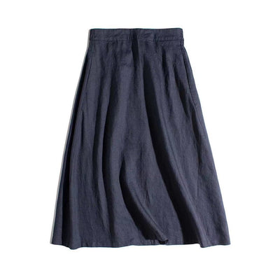 NTG Fad dark blue / M Cotton Linen Fashion 2022 Summer Elastic High-Waisted  Skirt With Pockets