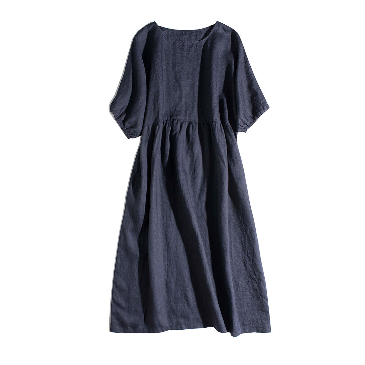 NTG Fad dark blue / M Elegant Cotton Linen Women Dresses For Women 2022 Summer Casual Loose Short Sleeve Harajuku Party Club Dress Vestido Feminino