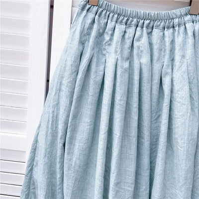 NTG Fad Elegant Cotton Linen Women's Casual Elastic High Waist A-Line Long Skirts