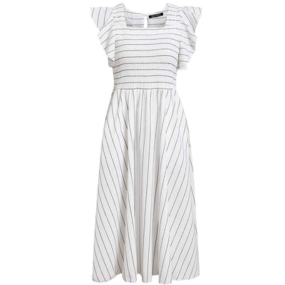 NTG Fad Elegant Striped Cotton Linen Dress