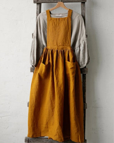 NTG Fad Fashion Casual 100%  Linen Vintage Overall Dress