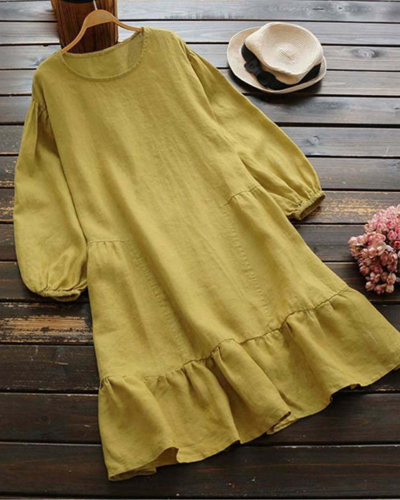 NTG Fad Fashion Lady Casual Elegance Cotton Linen Casual Dress