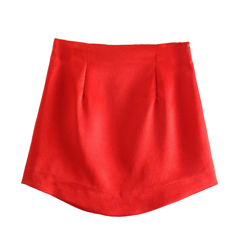 NTG Fad Fashion Red New Year High Waist Mini Skirts Woman Elegant Bodycon Sexy Skirt