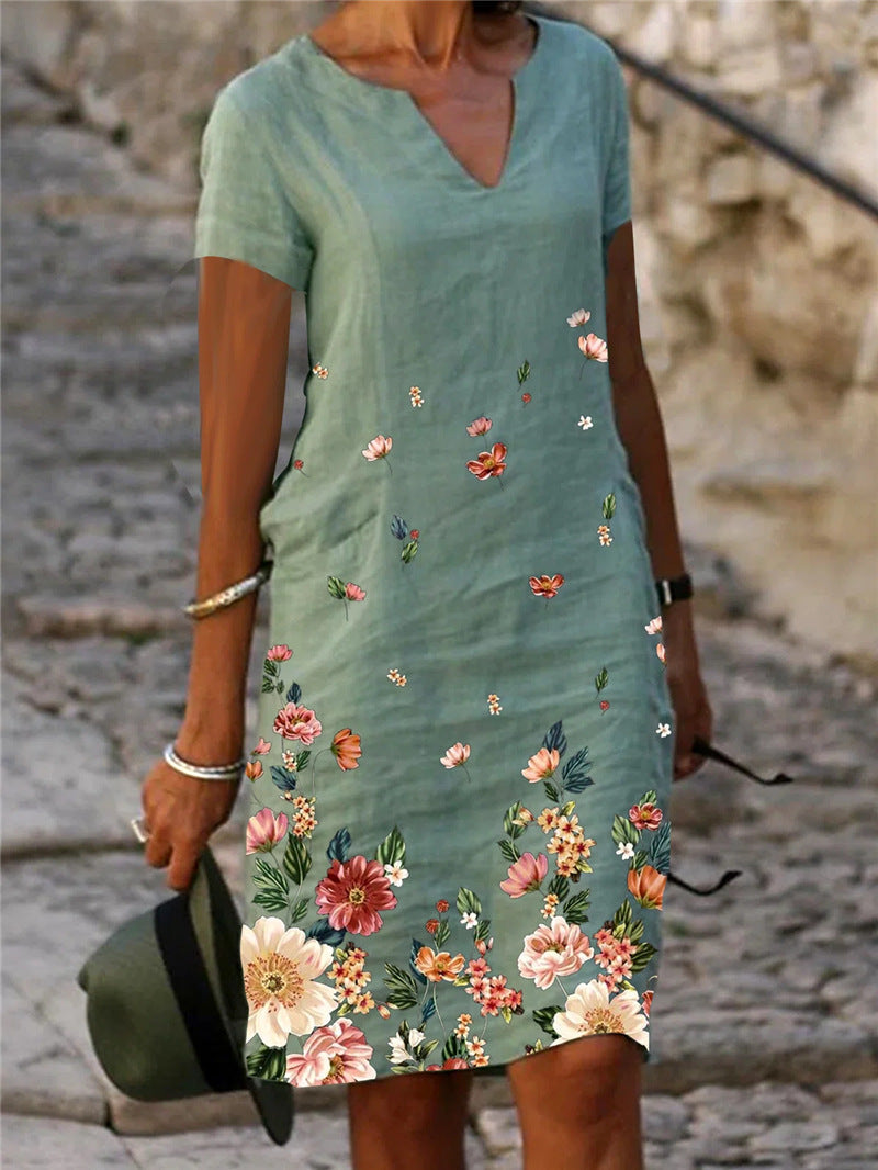 NTG Fad Floral Cotton Linen Dresses