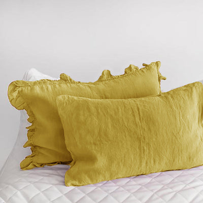 NTG Fad Ginger / 48x74cm Edge Ruffled White Pillowcases Standard Size Bedding Pillow Covers Envelope Closure Sham Solid Design Hypoallergenic TJ6447