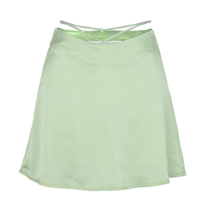 NTG Fad Green / S New Solid Color Sexy Satin Skirt Fashion Lace Up Zipper High Wait Streetwear Casual Skirts
