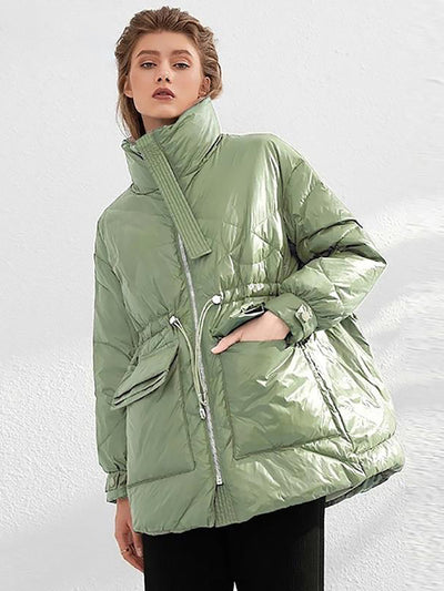 NTG Fad Green / S Pure Winter Long Sleeve Loose Pocket Ultra Light Duck Down Jacket