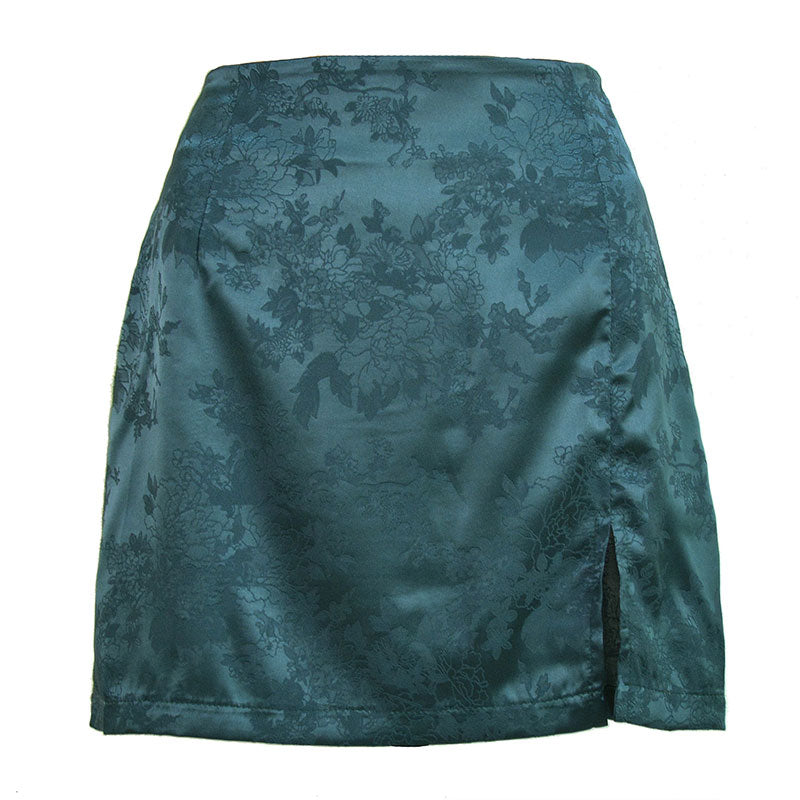 NTG Fad Green / S Women Satin Sexy High Waist Mini Skirt Vintage Zipper Pencil Skirt
