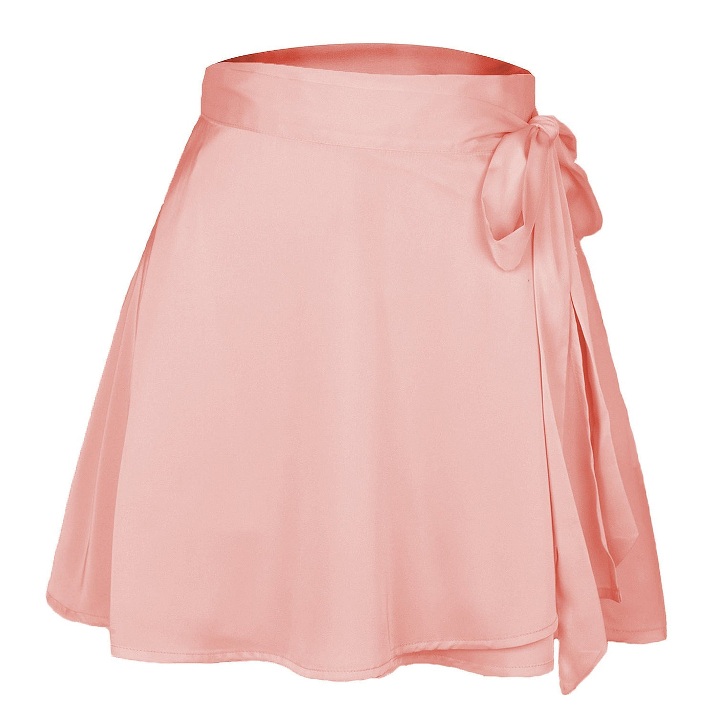 NTG Fad High Waist Lace-Up Loose Casual Chiffon Satin Mini Skirt Solid Color Elegant Skirts