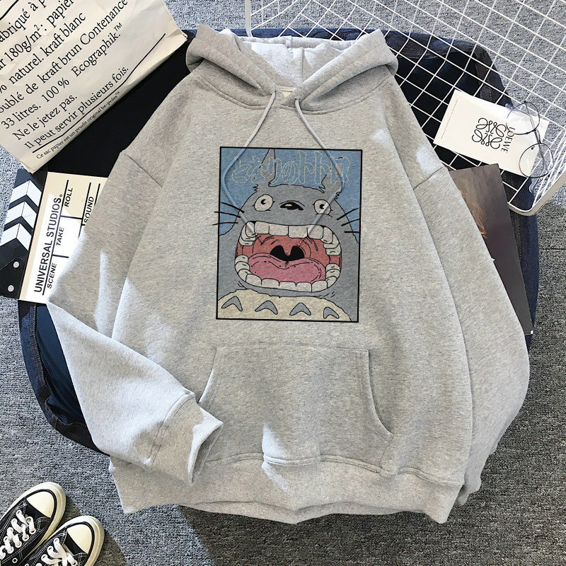 NTG Fad Japanese Anime Cartoon Totoro Hoodie Women Kawaii Hoodeis Miyazaki Hayao Studio GhibliHarajuku grey Sweatshirts Unisex