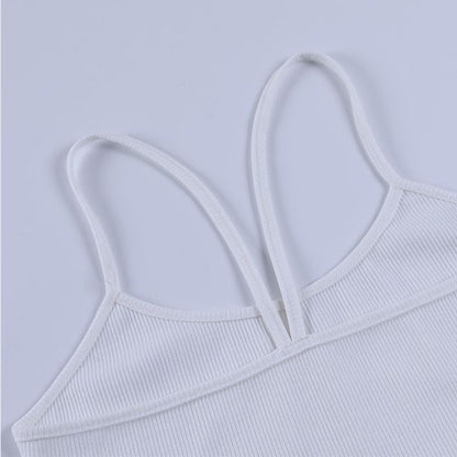 NTG Fad Knitted 94% Cotton Tank Tops Women Black White Sexy Low-Cut Back Cross Crop Tops For Women Streetwear Slimming Sports Tops
