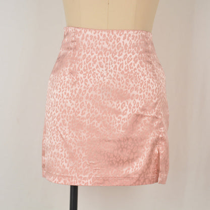 NTG Fad Leopard Satin High Waisted Sexy Bodycon Split Mini Skirts  Fashion Streetwear  Skirt