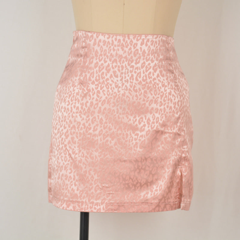NTG Fad Leopard Satin High Waisted Sexy Bodycon Split Mini Skirts  Fashion Streetwear  Skirt