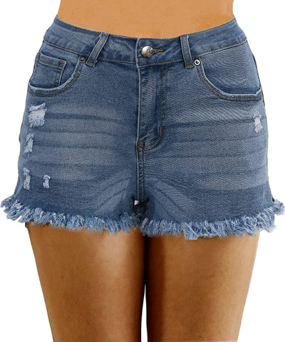NTG Fad Light Blue-2 / 27 Regular Xintianji Women's Ripped Hole Denim Jean Shorts Summer Stretchy Distressed Casual Frayed Raw Hem Short Pants with Pockets