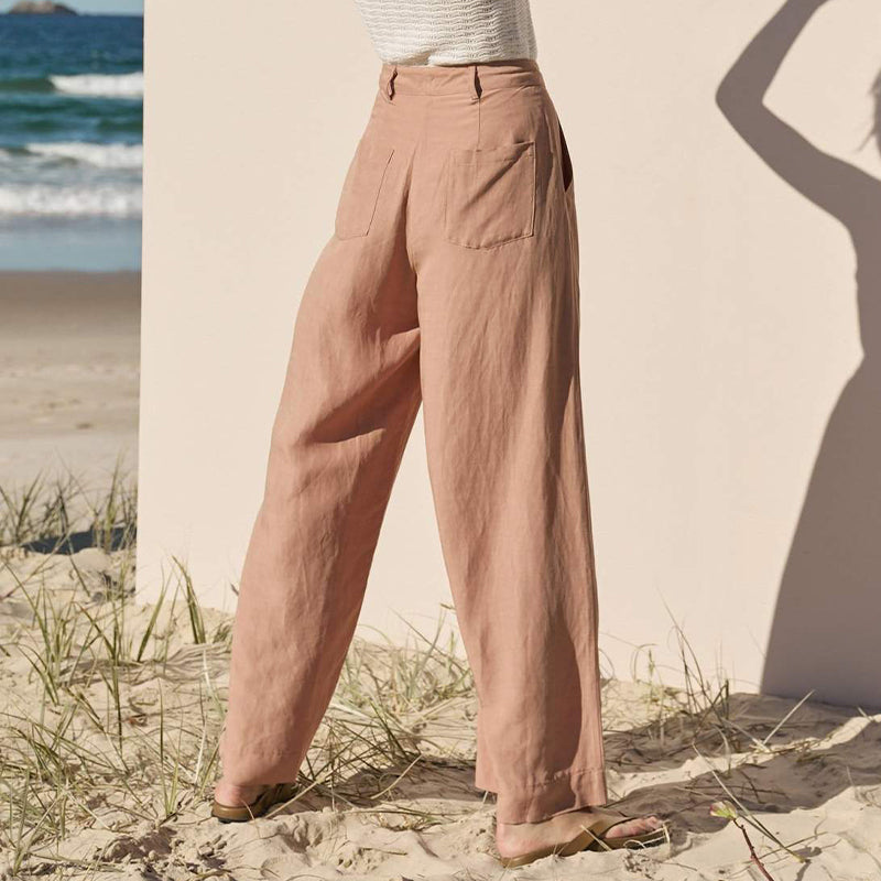 NTG Fad Linen Casual Trousers Women's High Waist Straight Pants