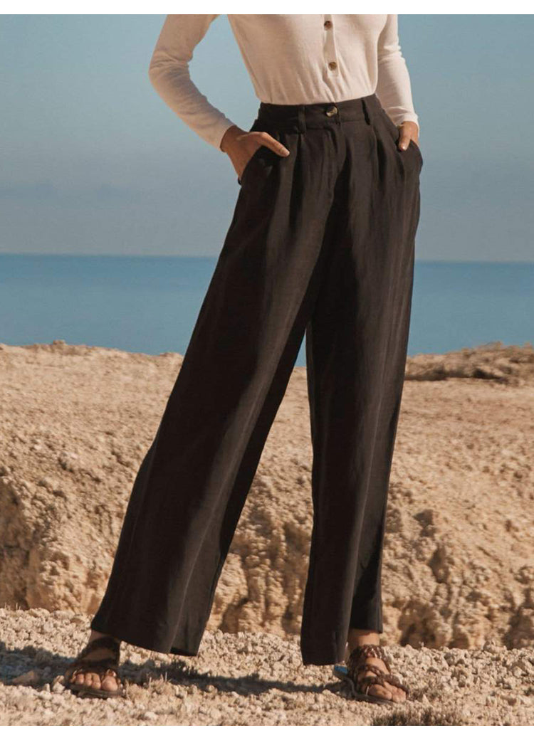 NTG Fad Linen Casual Trousers Women's High Waist Straight Pants