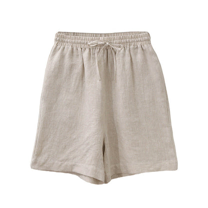 NTG Fad linen / M Casual 100% Linen Women'S Shorts 2022 Summer High Waist Drawstring Retro Workout Shorts Streetwear Hot Pants With Pocket