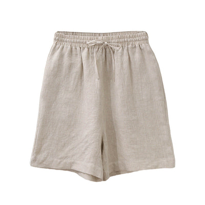 NTG Fad linen / M Casual 100% Linen Women'S Shorts 2022 Summer High Waist Drawstring Retro Workout Shorts Streetwear Hot Pants With Pocket